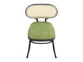 Mid-century bent beech-wood chair with woven cane backrest and fabric seat. 3d render