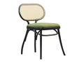 Mid-century bent beech-wood chair with woven cane backrest and fabric seat. 3d render