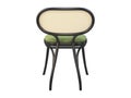 Mid-century bent beech-wood chair with woven cane backrest and fabric seat. 3d render