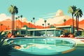 Mid-Century Desert Oasis: Palm Springs in Colorful Abstraction Royalty Free Stock Photo