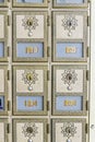 Mid-Century Design Brass Post Office Mailboxes Royalty Free Stock Photo