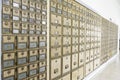 Mid-Century Design Brass Post Office Mailboxes Royalty Free Stock Photo