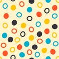 Mid century fifties circles seamless vector pattern.