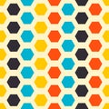 Mid century fifties hexagon retro seamless vector pattern