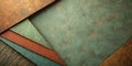 Mid Century Inspired Paper Art Rust and Muted Green Abstract Desktop Background Generative By AI