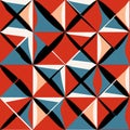 Mid-century Inspired Abstract Pattern With Red, Blue, And Black Triangles