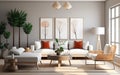 Mid-century interior design of modern living room Royalty Free Stock Photo