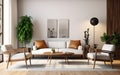 Mid-century interior design of modern living room Royalty Free Stock Photo