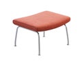 Mid-century isolated red fabric footrest. 3d render