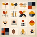 Mid-century Modern Abstract Art: Geometric Shapes And Earth Tones