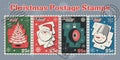 Christmas and New Year Postage Stamps Set