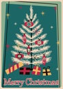 Vector Christmas Tree Greeting Postcard