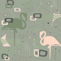 Md Century Modern Flamingo Background Fabric Royalty Free Stock Photo