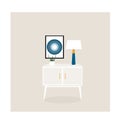 Mid century modern furniture set collection.vector illustration 1950 1960. interior design drawing. Royalty Free Stock Photo