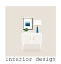 Mid century modern furniture set collection.vector illustration 1950 1960. interior design drawing. Royalty Free Stock Photo