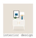 Mid century modern furniture set collection.vector illustration 1950 1960. interior design drawing.