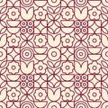 Mid-century-modern geometric-floral repeating pattern for textile-design and wallpaper. Royalty Free Stock Photo