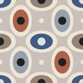 Mid-century modern seamless pattern, geometric shapes in retro colors. Abstract repeating geometry background Royalty Free Stock Photo