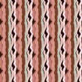 Mid century modern stripe fabric 1960s style pattern. Seamless graphic broken line repeat texture. Decorative nature