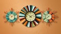 mid century modern sunburst wall clock