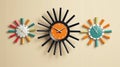 mid century modern sunburst wall clock