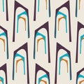 Mid Century Modern Vintage Pattern Background. Architectural Archway Trend Shape. Seamless 1970s StyleR etro Fabric Geometric