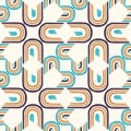 Mid Century Modern Vintage Pattern Background. Architectural Archway Trend Shape. Seamless 1970s StyleR etro Fabric Geometric