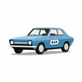 Mid-century Style American City Kia Car Vector Illustration