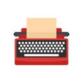 Mid century typewriter icon, flat style