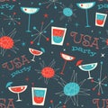 Mid Century USA patriotic Pattern. Retro vintage fifties styled vector pattern.