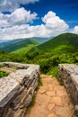 Mid-day view of the Appalachian Mountains from Craggy Pinnacle, Royalty Free Stock Photo