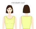 Mid - depth cowl neckline clothes character beautiful lady in yellow top, shirt, dress technical fashion illustration