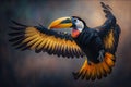 mid-flight tucan bird, with its wings spread wide Royalty Free Stock Photo