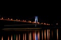 Mid Hudson Bridge with a barge passing under Royalty Free Stock Photo