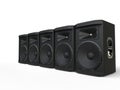 Mid range speakers in a row - side view Royalty Free Stock Photo