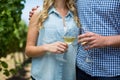Mid section of couple holding wineglasses Royalty Free Stock Photo