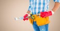 Mid section of handy man with tool belt Royalty Free Stock Photo