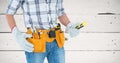 Mid section of handy mans torso with tool belt Royalty Free Stock Photo