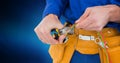 Mid section of handyman using pliers Royalty Free Stock Photo