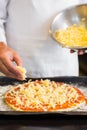 Mid section of a male chef preparing pizza Royalty Free Stock Photo