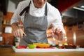 Unrecognizable Chef Cutting Vegetables Royalty Free Stock Photo