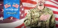 Composite image of mid section of soldier taking oath Royalty Free Stock Photo