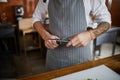 Chef Sharpening Knife Royalty Free Stock Photo