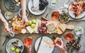 Mid-summer picnic with rose wine, cheese, charcuterie and appetizers