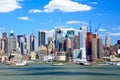 The Mid-town Manhattan Skyline on a sunny day Royalty Free Stock Photo