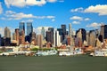 The Mid-town Manhattan Skyline on a sunny day Royalty Free Stock Photo