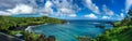 Tropical Black Sand Beach Panorama in Waianapanapa state park Hawaii Royalty Free Stock Photo