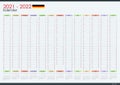 2021 - 2022 mid year wall planner in german language. Academic year. Royalty Free Stock Photo