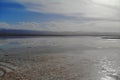 The midair view of Chaka Salt Lake. Chaka is Tibetan language, the meaning is salt pond, which is the salt of Qinghai. It is one Royalty Free Stock Photo