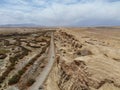 The midair view of the landscape in Delingha. Delingha is a city in northern Qinghai Province, China